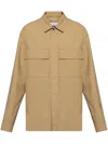 Jil Sander Embroidered-logo Shirt Jacket In Neutrals