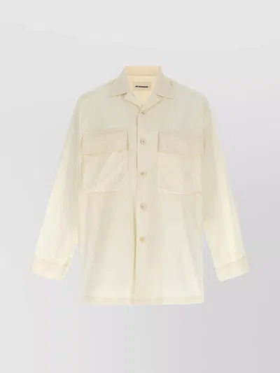Jil Sander Embroidered Logo Shirt Long Sleeves In White