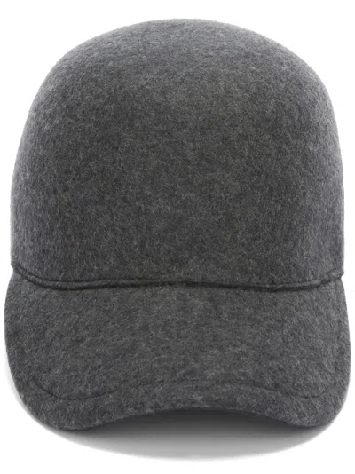 Jil Sander Embroidered-logo Wool Felt Cap In Grey