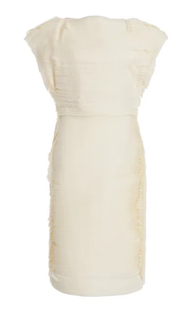 Jil Sander Embroidered Midi Dress In White