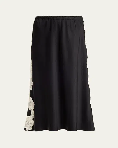 Jil Sander Embroidered Midi Skirt In Black