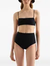 Jil Sander Embroidered Monogram Bikini Slip In Black