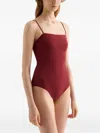 Jil Sander Embroidered Monogram Swimsuit In Red