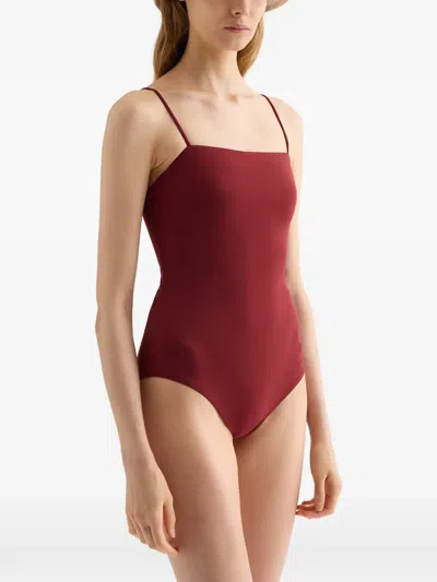 Jil Sander Embroidered Monogram Swimsuit In Red