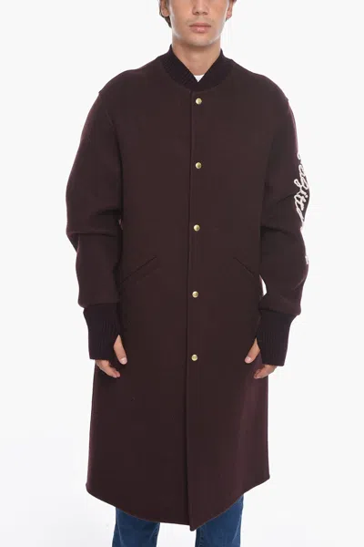 Jil Sander Embroidered Sagittarius Wool Blend Coat In White