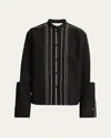 Jil Sander Embroidered Trim Button Down Blouse In Black