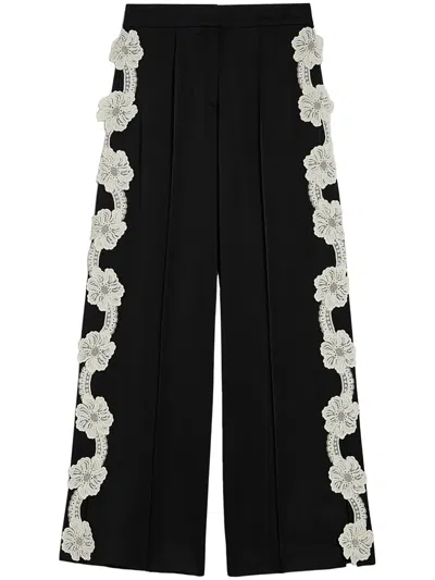 Jil Sander Embroidered Trousers In Black