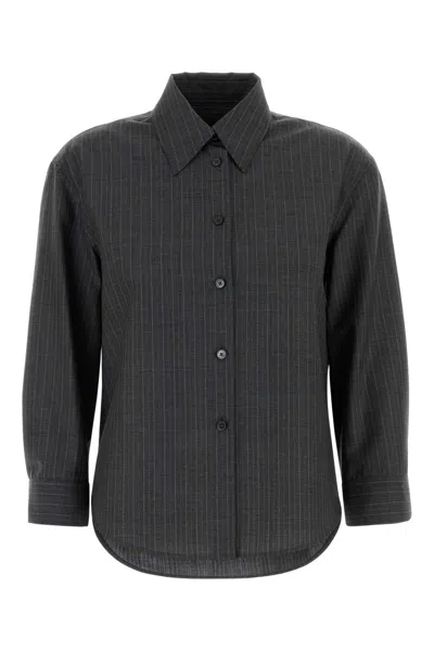 Jil Sander Embroidered Virgin Wool Striped Shirt For Women In Stripped