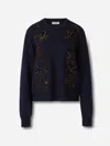 Jil Sander Wool Sweater With Floral Pattern In Blue