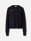 Jil Sander Wool Sweater With Floral Pattern In Black