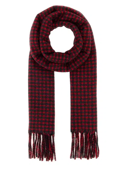 Jil Sander Embroidered Wool Scarf In Red
