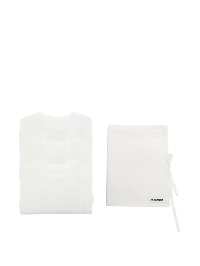 Jil Sander Embroidered-monogram Three-pack T-shirts In White