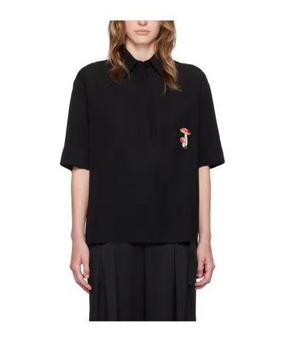 Jil Sander Embroidery Bag Polo Shirt In Black