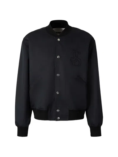 Jil Sander Embroidery Button Bomber Jacket In Black