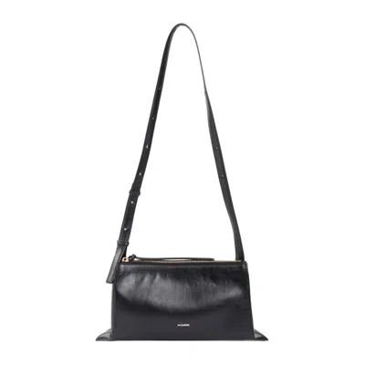 Jil Sander Empire Black Calf Leather Shoulder Bag