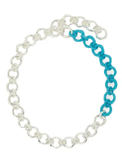 Jil Sander Enamel Chain-link Necklace In Blue