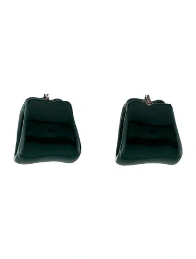 Pre-owned Jil Sander Enamel Hoop Earrings In Green