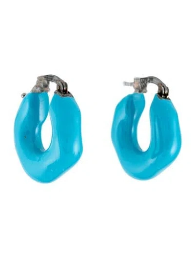 Pre-owned Jil Sander Enamel Huggie Earrings In Blue