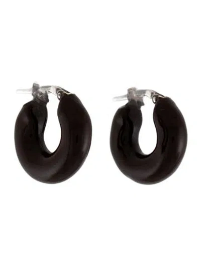 Pre-owned Jil Sander Enamel Huggie Earrings In Brown