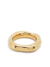Jil Sander Engraved-logo Band Ring In Gold