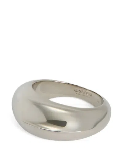 Jil Sander Engraved Logo Brass Ring In Metallic