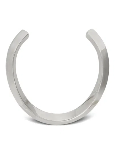 Jil Sander Engraved-logo Choker Necklace In Metallic