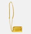 Jil Sander Envelope Leather Card Holder With Strap In Black