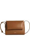 Jil Sander Messenger Brown Leather Crossbody Bag In Sand