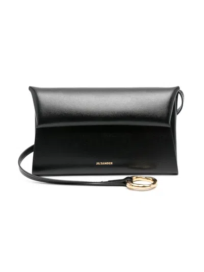 Jil Sander Envelope-style Leather Pouch In Black