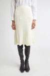 Jil Sander Envers Pleat Detail Raw Hem Satin Skirt In Neutral