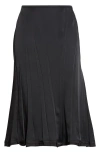 Jil Sander Envers Pleat Detail Raw Hem Satin Skirt In Black