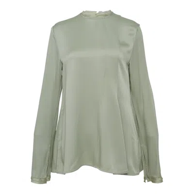 Jil Sander Envers Satin Crew-neck Top In Green