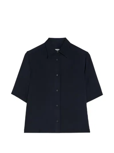 Jil Sander Short-sleeve Viscose Button-down Shirt In Blue