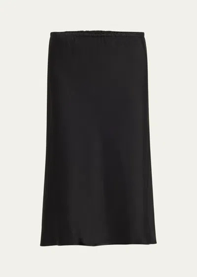Jil Sander Enverse Satin Midi Skirt In Black