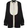 Jil Sander Oversized Two-tone Piped Crepe Shirt In Black