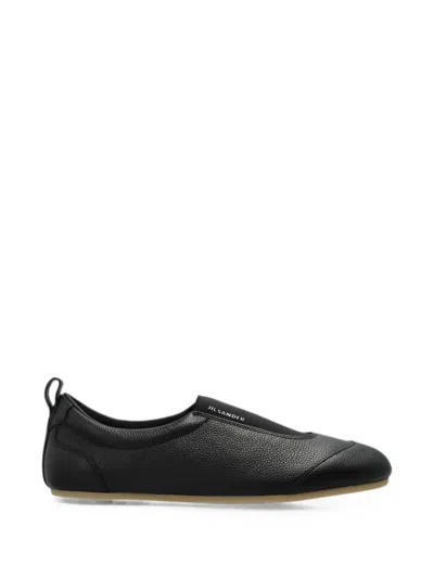 Jil Sander Etage Grainy Leather Slip-on Sneakers In Black