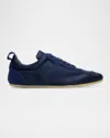 Jil Sander Etage Satin And Suede Low-top Sneakers In Blue