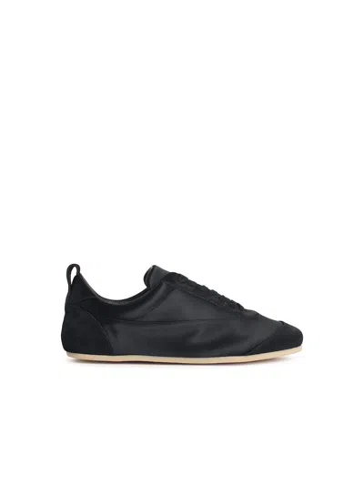 Jil Sander Etage Satin Sneakers With Black Suede Trim