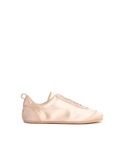 JIL SANDER JIL SANDER ETAGE' SATIN SNEAKERS WITH ROSÉ SUEDE TRIM