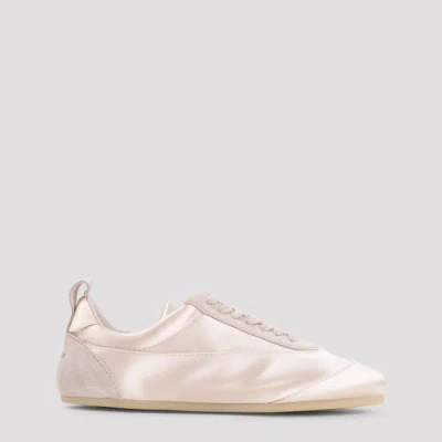 Jil Sander Etage Satin And Suede Low-top Sneakers In Neutral