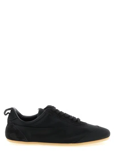 Jil Sander Women Black Satin And Suede Sneakers