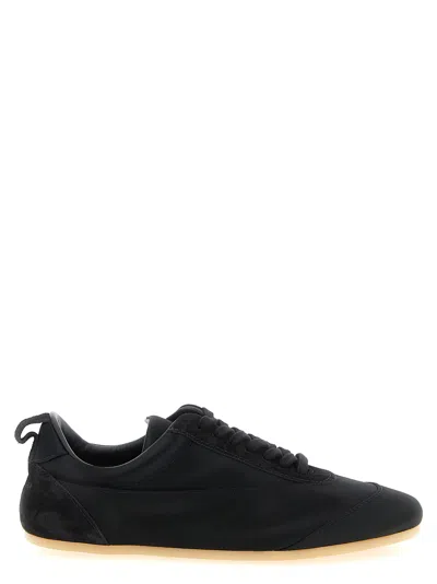 Jil Sander Black Satin And Suede Sneakers