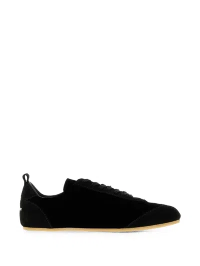 Jil Sander Velvet Suede Etage Low Top Sneakers In Black