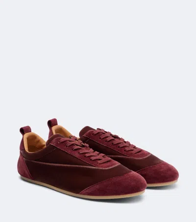 JIL SANDER ETAGE SUEDE-TRIMMED VELVET SNEAKERS