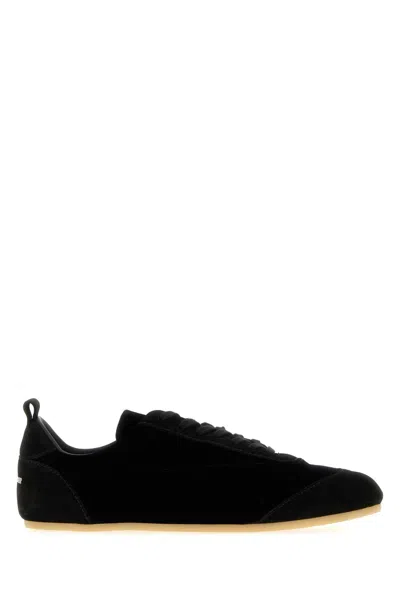 Jil Sander Etage Velvet And Suede Sneaker In Black
