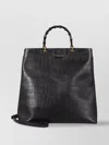 Jil Sander Bamboo-handle Embossed Leather Tote Bags