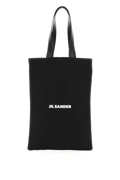 Jil Sander Extra Large Canvas Tote Bag In Black