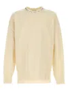 Jil Sander Wool Sweater Featuring Embellished Neckline In Neutral