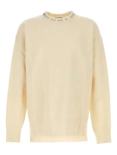JIL SANDER EYELET-DETAIL CREW-NECK SWEATER