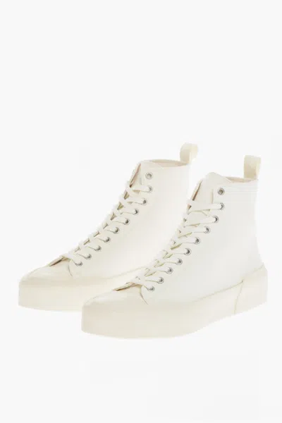 Jil Sander High-top Lace-up Sneakers In White